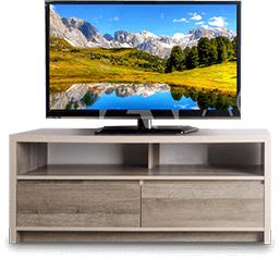 TV on wooden stand photo
